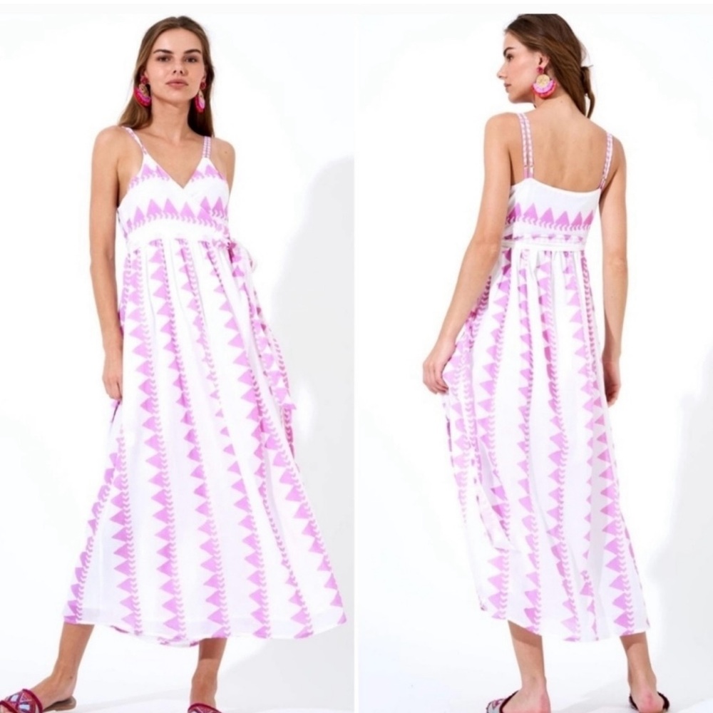 Oliphant sleeveless wrap midi dress Pomona Lilac size medium